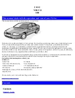 Preview for 1 page of Volvo 2002 S80 Operation And Care Manual