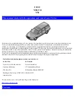 Предварительный просмотр 1 страницы Volvo 2002 V70 Operation And Care Manual