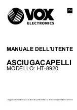 Preview for 6 page of VOX electronics HT-8920 Operating Instructions Manual