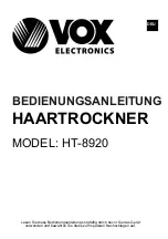 Preview for 10 page of VOX electronics HT-8920 Operating Instructions Manual