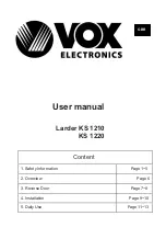 Предварительный просмотр 2 страницы VOX electronics LARDER KS-1210 Operating Instructions Manual