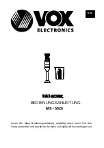 Preview for 12 page of VOX electronics MS-5020 Operating Instructions Manual