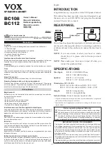 Vox BC108 Owner'S Manual предпросмотр