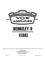 Предварительный просмотр 1 страницы Vox Berkeley II V1081 Service Manual