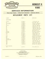 Предварительный просмотр 2 страницы Vox Berkeley II V1081 Service Manual