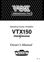 Предварительный просмотр 1 страницы Vox VTX150 neodymium Owner'S Manual