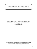 Preview for 1 page of VPI Industries HW-19 JR Setup And Instruction Manual