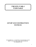 Preview for 10 page of VPI Industries HW-19 MK-4 Setup And Instruction Manual