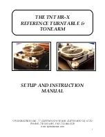 VPI Industries TNT HR-X Setup And Instruction Manual preview