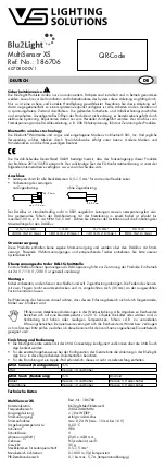 Preview for 1 page of VS LIGHTING SOLUTIONS Blu2Light MultiSensor XS Manual