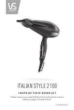 Предварительный просмотр 1 страницы VS Sassoon ITALIAN STYLE 2100 Instruction Booklet