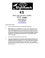 Preview for 1 page of VVT AMPS Nighthawk 45 Manual