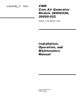 Preview for 1 page of VWR 26000-020 Installation, Operation And Maintenance Manual