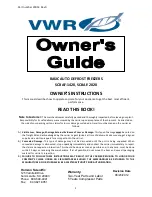 Preview for 1 page of VWR SCBAF-1420 Owner'S Manual