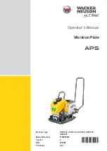 Preview for 1 page of Wacker Neuson APS1030 Operator'S Manual