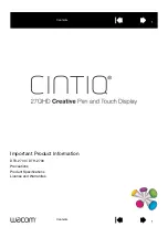 Wacom CINTIQ DTH-2700 Important Product Information preview