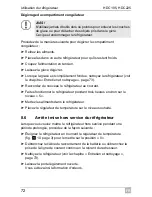 Preview for 72 page of Waeco CoolMatic HDC195 Installation And Operating Manualon And Operating Manualing Manual