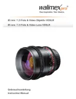 Preview for 1 page of Walimex Pro 85 mm/ 1.5 Foto & Video Lens VDSLR Instruction Manual