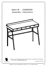 Preview for 1 page of Walker Edison D42MAR3D Assembly Instructions Manual