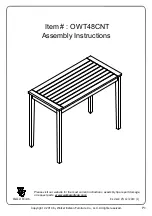 Walker Edison OWT48CNT Assembly Instructions Manual предпросмотр