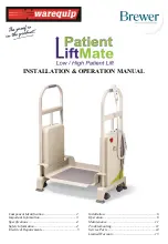 warequip Brewer Patient LiftMate Installation & Operation Manual preview