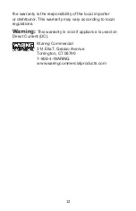 Предварительный просмотр 12 страницы Waring BB320 Instruction Manual