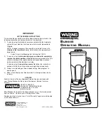 Waring Blender Operating Manual preview