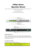 Warner RF FMT5.0 Series Operation Manual preview