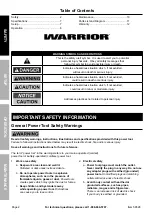 Предварительный просмотр 2 страницы WARRIOR 58528 Owner'S Manual & Safety Instructions