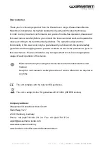 Preview for 2 page of Wassermann 140987 User Manual