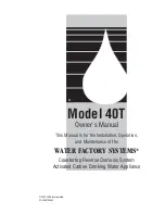 Water Factory Systems 40T Owner'S Manual preview
