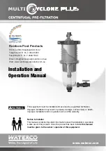 Preview for 1 page of Waterco MultiCyclone Plus Installation And Operation Manual