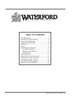 Preview for 2 page of Waterford 270-900 Owners & Installation Manual