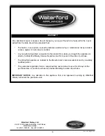 Preview for 16 page of Waterford Free Standing Refrigerator Operating & Installation Manual