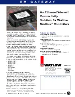 Предварительный просмотр 1 страницы Watlow Electric EM00-GATE-0000 Specification Sheet