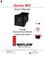 Preview for 1 page of Watlow 965 Series User Manual