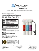 Watts Premier Filter-Pure UF3 Installation, Operation And Maintenance Manual preview