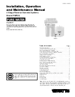 Preview for 1 page of Watts PURE WATER PWSYS-RO-STD4-50 Installation, Operation And Maintenance Manual