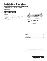 Preview for 1 page of Watts PURE WATER PWUV Series Installation, Operation And Maintenance Manual