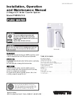 Watts PWDWLCV2 Pure Water Installation, Operation And Maintenance Manual preview