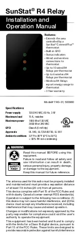 Preview for 1 page of Watts SunTouch SunStat R4 Relay User Manual