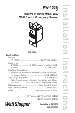 wattstopper PW-103N Installation Instructions Manual preview