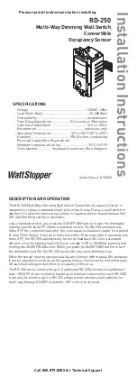 Preview for 1 page of wattstopper RD‑250 Installation Instructions Manual