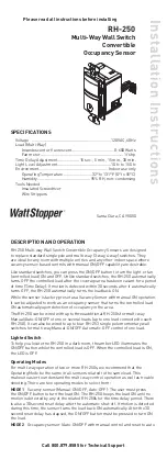 Preview for 1 page of wattstopper RH-250-W Installation Instructions Manual