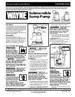 Wayne 350705-001 Operating Instructions And Parts Manual предпросмотр