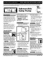 Предварительный просмотр 1 страницы Wayne 351002-001 Operating Instructions And Parts Manual