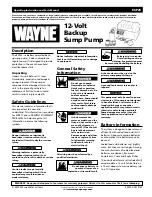 Wayne 352205-001 Operating Instructions And Parts Manual preview