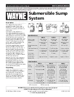 Предварительный просмотр 1 страницы Wayne 353501-001 Operating Instructions And Parts Manual