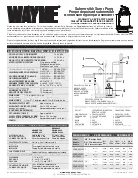 Wayne 450002-001 Warranty & Service Parts Sheet preview