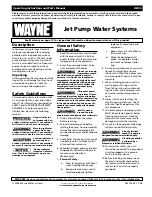 Предварительный просмотр 1 страницы Wayne JCU50 Operating Instructions And Parts Manual